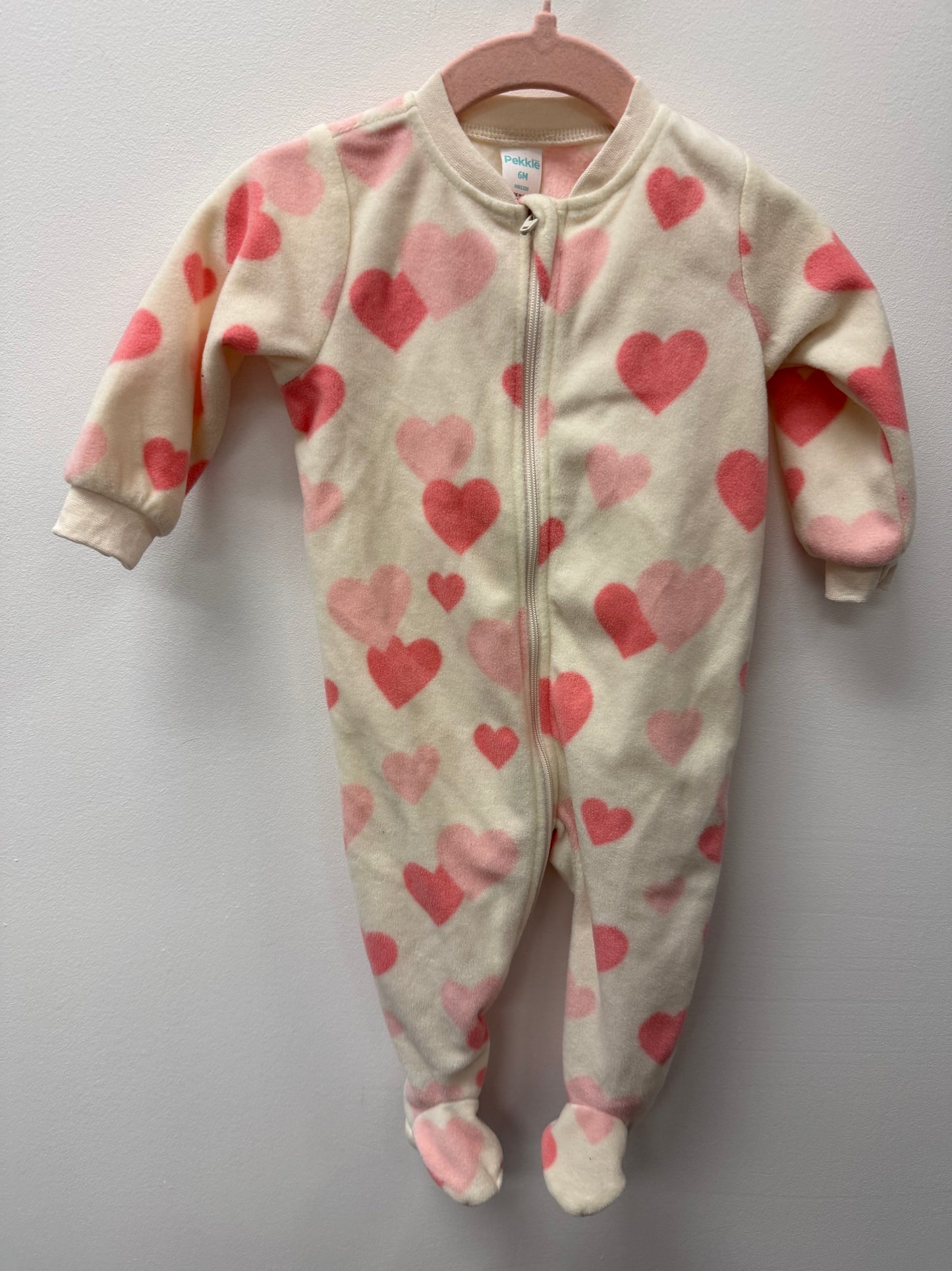 PEKKLE FLEECE HEART SLEEPER SIZE 6M