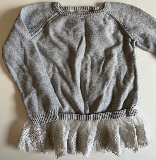 Tucker + Tate, Grey Sweater with Lace Bottom - Size 4