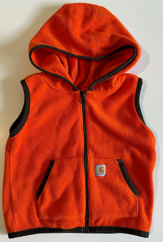 Carhartt, Orange Fleece Hooded Vest - 18 Months
