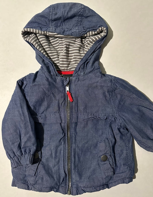 Jarvis Archer, Denim-Blue Hooded Jacket - 12 Months