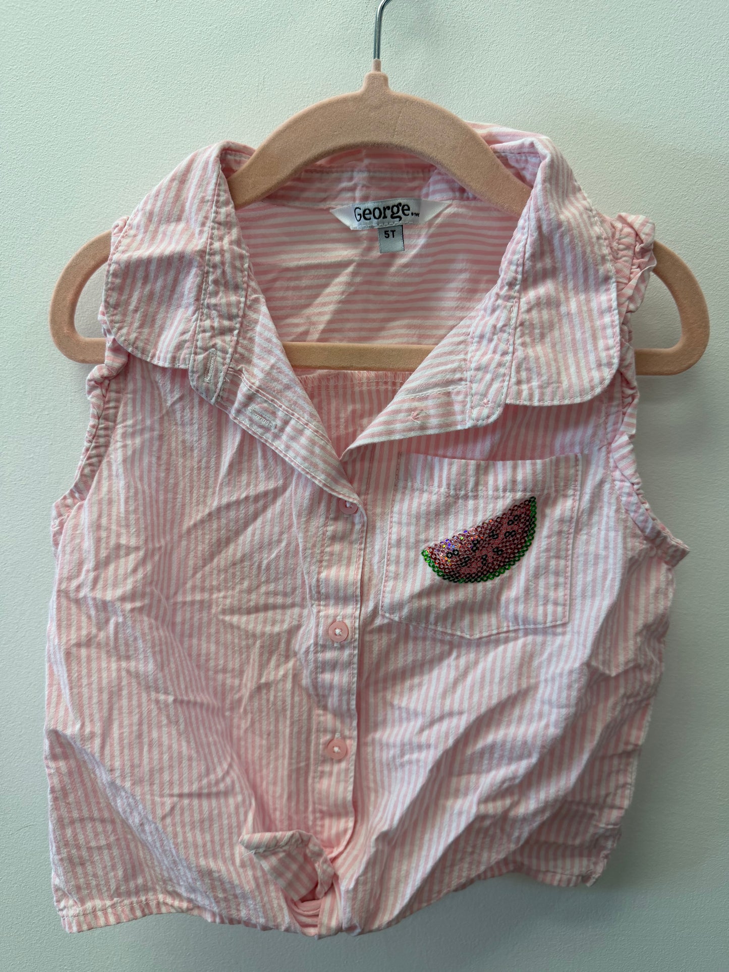 GEORGE PINK STRIPPED SHIRT SIZE 5