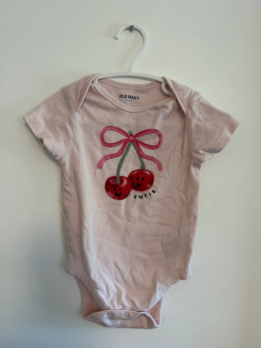 OLD NAVY CHERRY ONESIE SIZE 18-24M