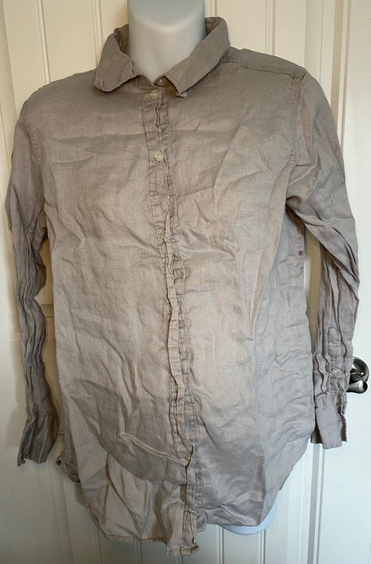 H&M Mama, Greige Button-Up Maternity Shirt - Size Small