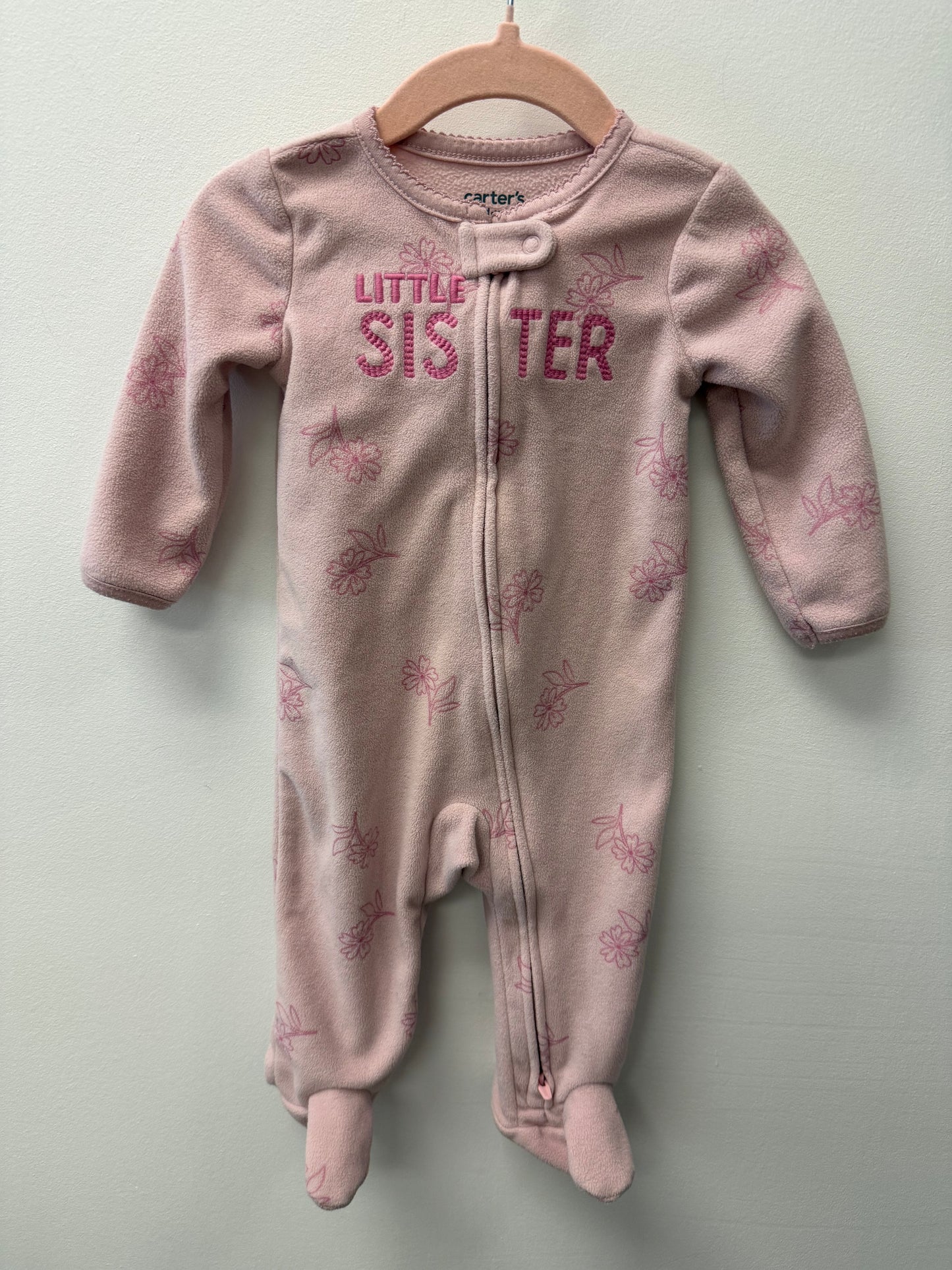 CARTERS FLEECE "LITTLE SISTER" SLEEPER SIZE 3-6M