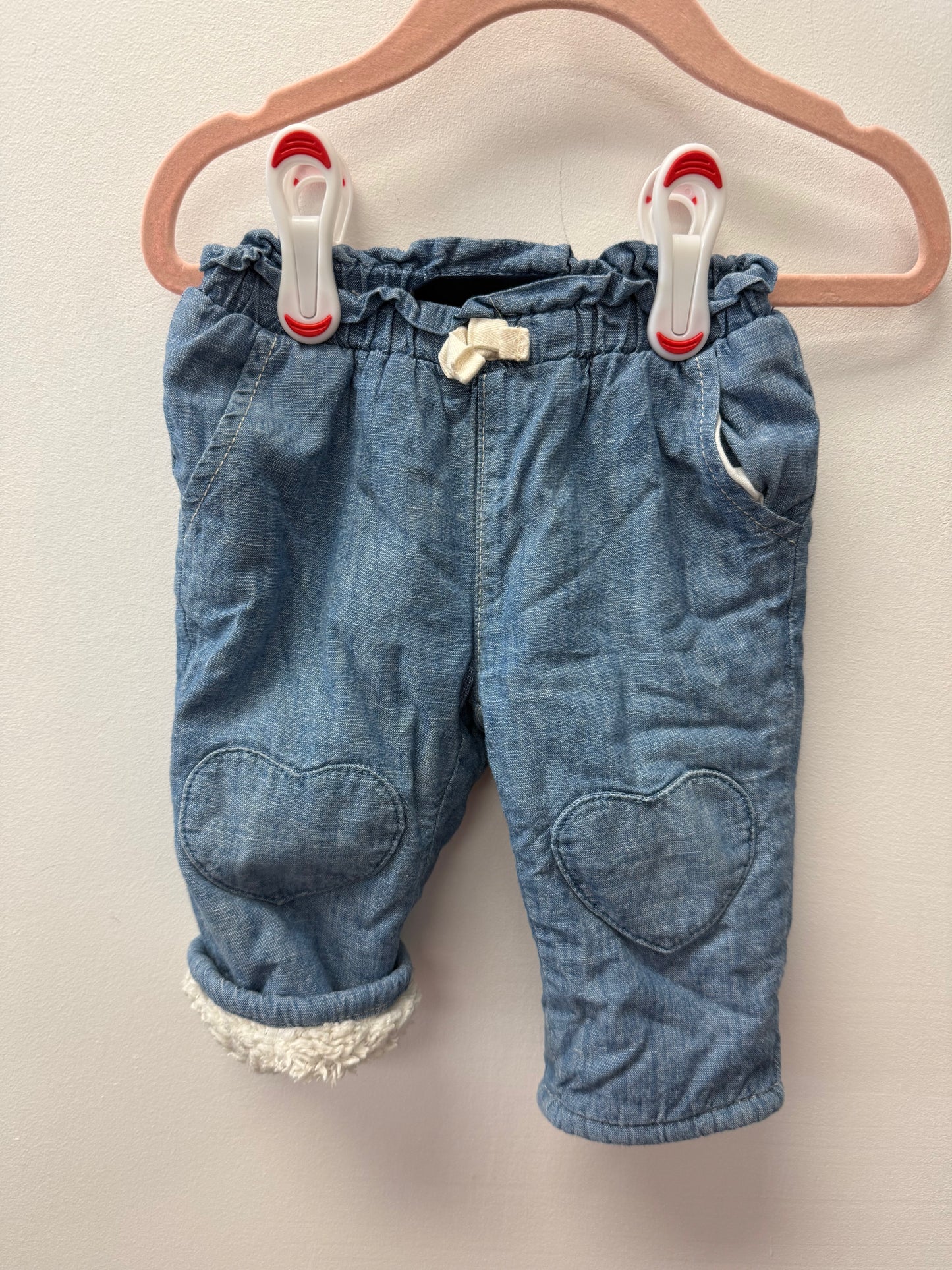 BABY GAP FLEECE LINED HEART PANTS SIZE 3-6M
