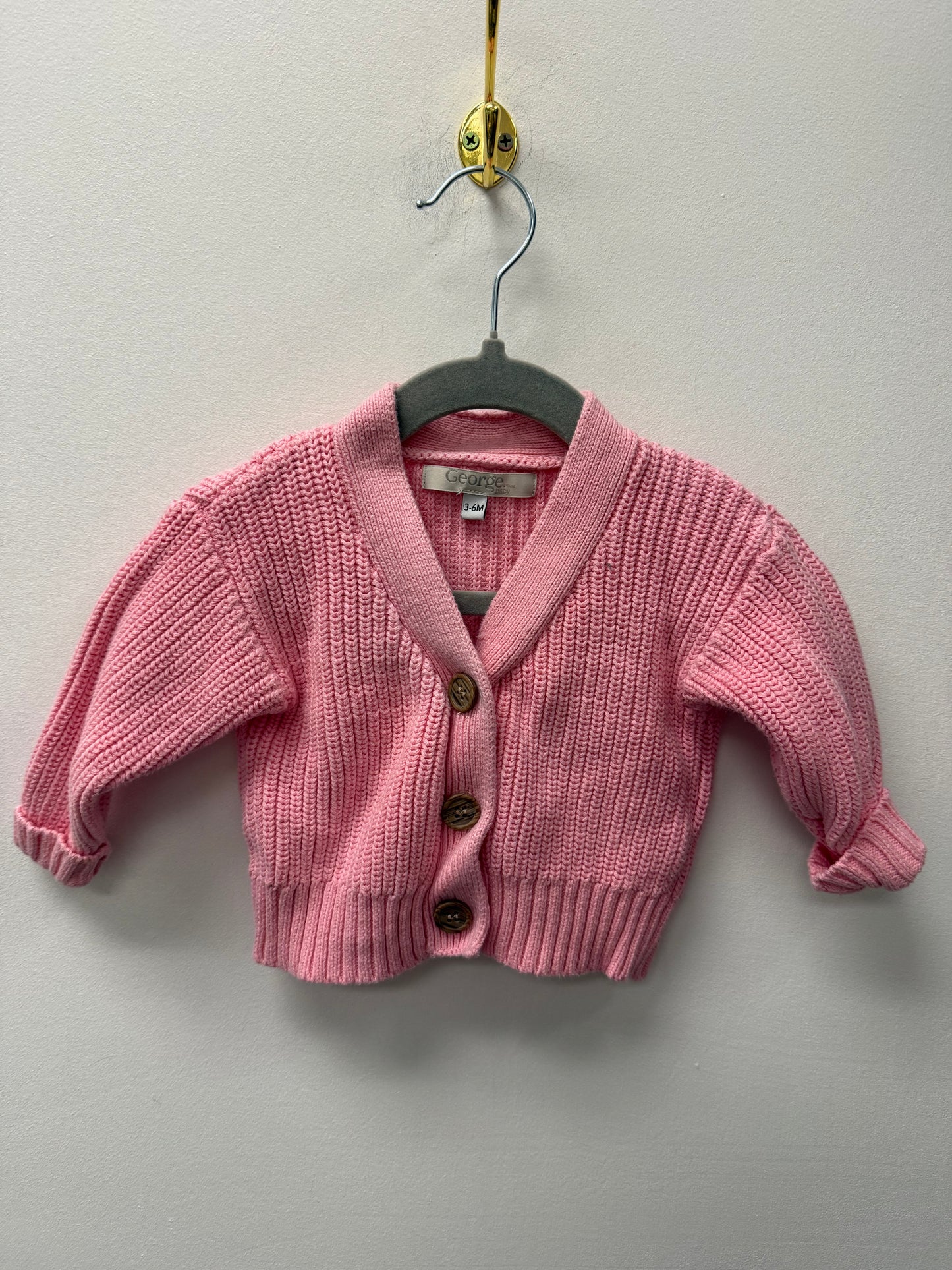 GEORGE PINK KNIT CARDIGAN SIZE 3-6M