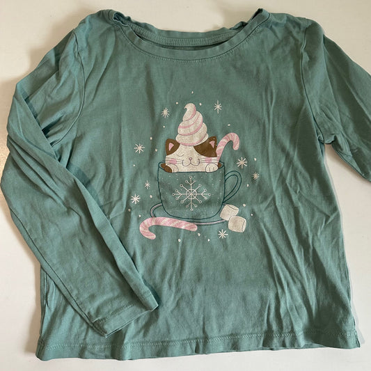 George, Green Hot Chocolate Cat Shirt - Size Small (6)
