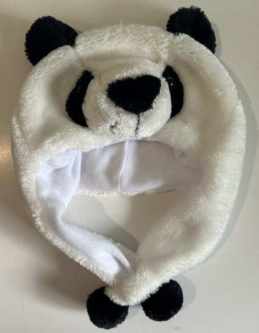 VMS, White and Black Soft Panda Bear Winter Hat - Size 3-6