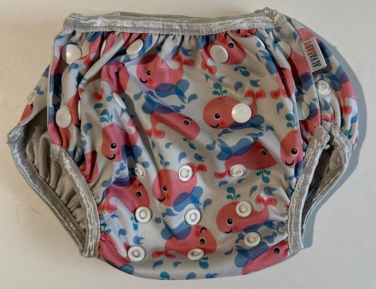 Alvababy, Pink Whales Swim Diaper - 0-36 Months