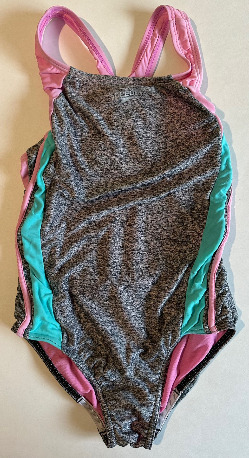 Speedo, Grey, Teal, and Pink Bathing Suit - Size 10