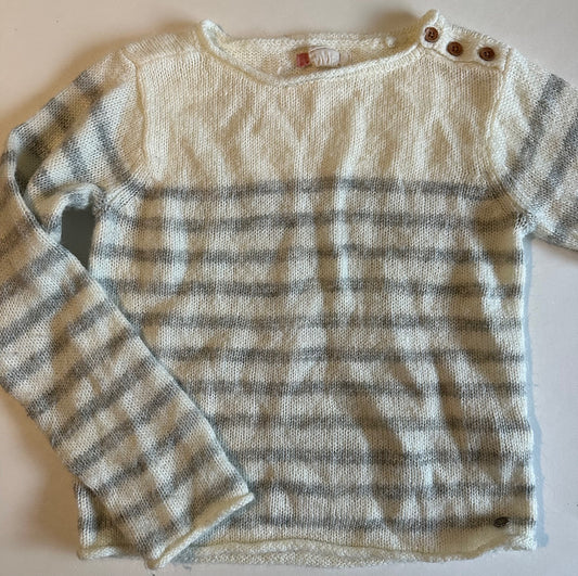 *Play* Roxy, Grey and Cream Striped Sweater - Size Medium (10)