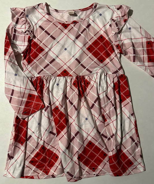 Unknown Brand, White and Red Plaid Dress - Size 2-3T