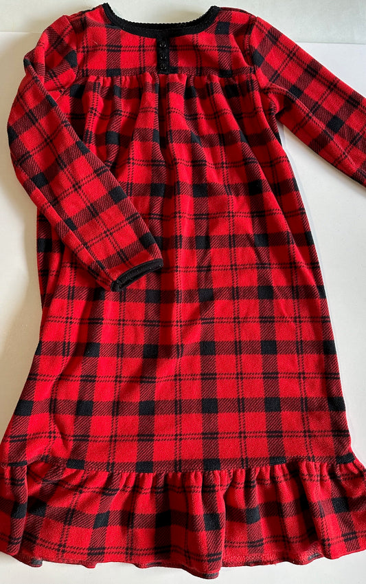 Carter's, Fleece Red and Black Plaid Nightie - Size 4-5