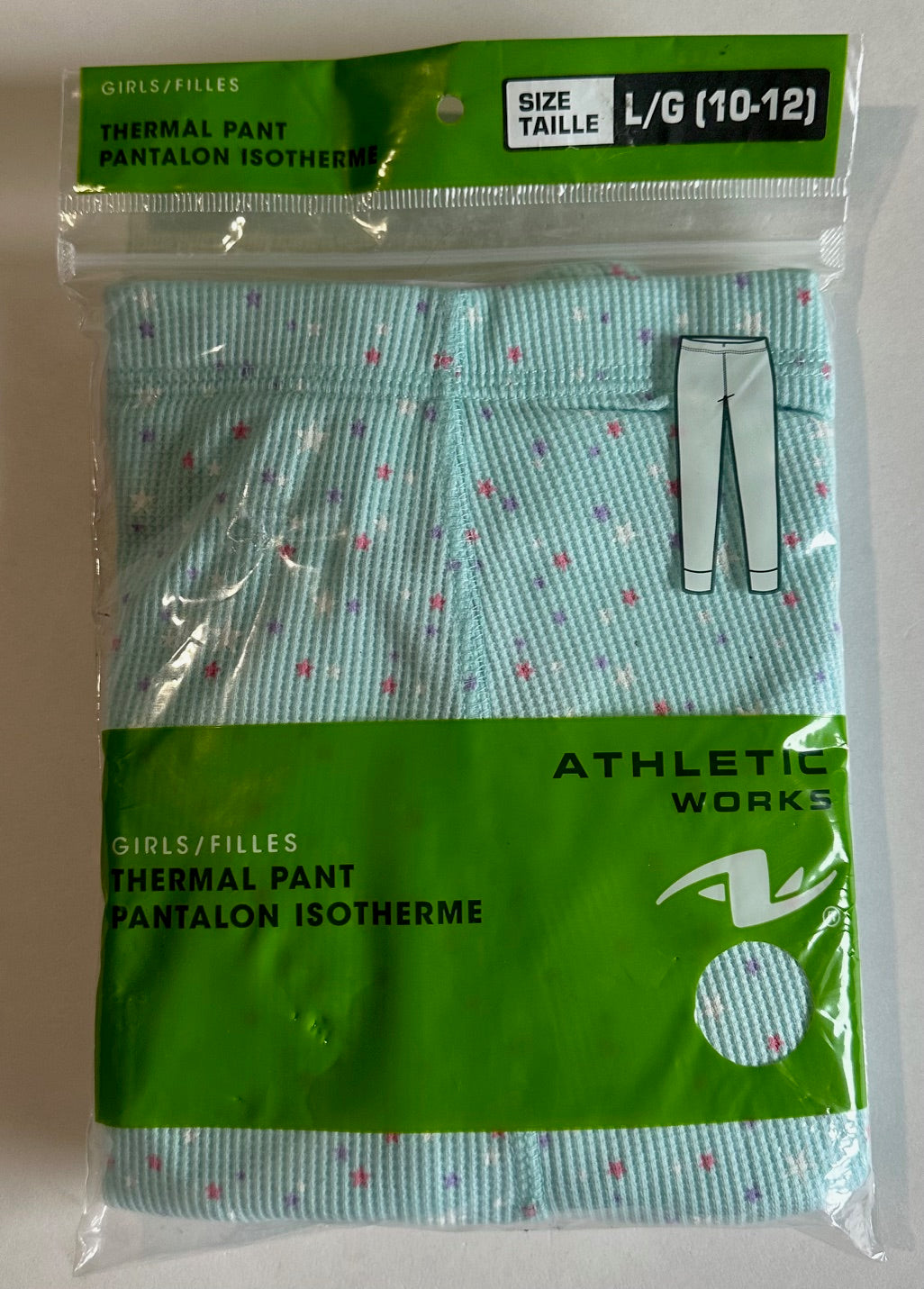 *New* Athletic Works, Pale Blue Thermal Stars Pants - Size Large (10-12)