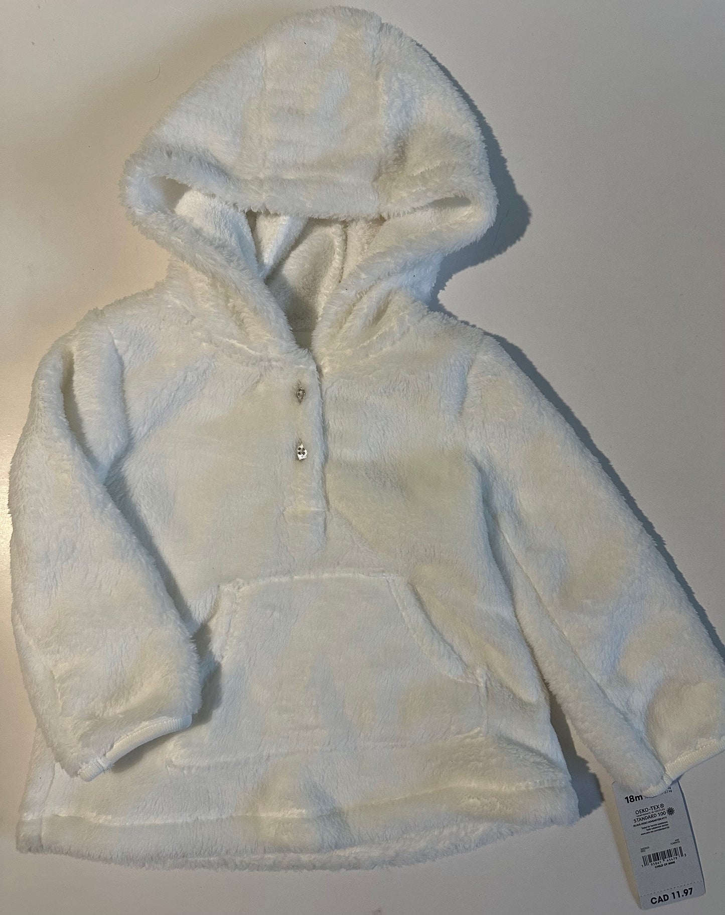 *New* Child of Mine, Soft White Pullover Hoodie - 18 Months
