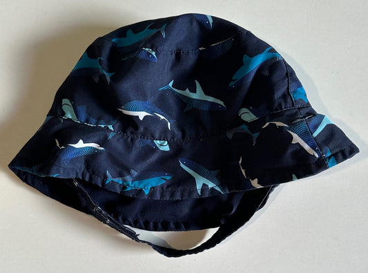 Joe Fresh, Blue Sharks Sun Hat with Chin Strap - 0-12 Months