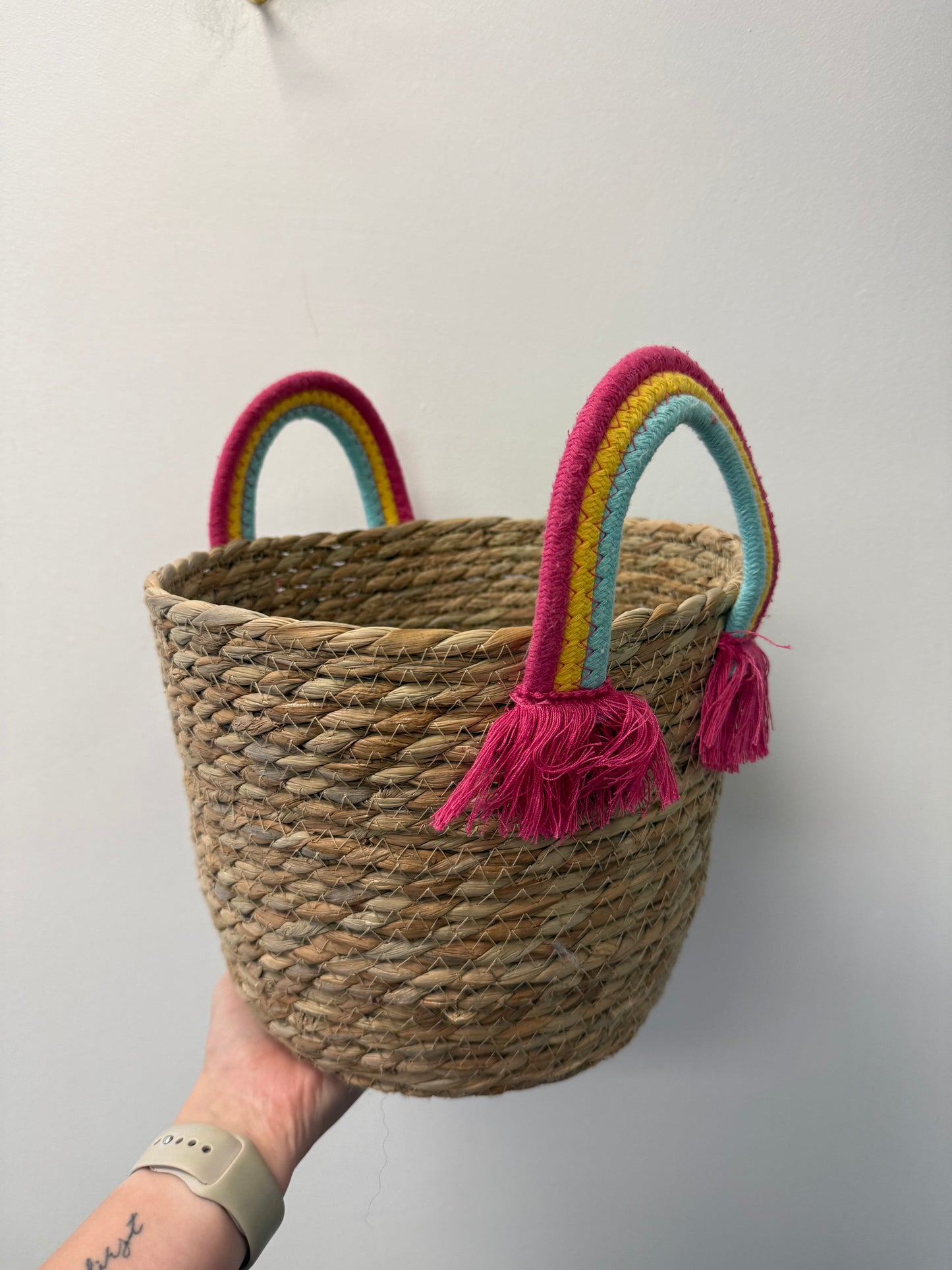 RAINBOW WICKER TOY BASKET