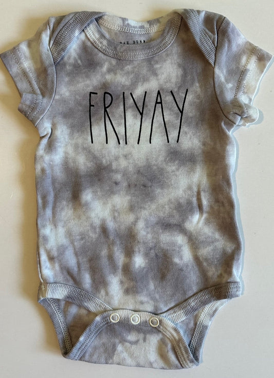 Rae Dunn, Pale Purple Tie-Dye "Friyay" Onesie - 0-3 Months