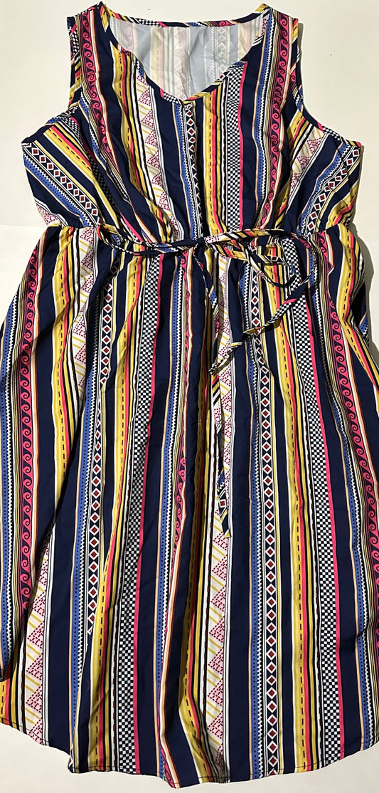 *Adult* Unknown Brand, Colourful Striped Dress - Size Small/Medium