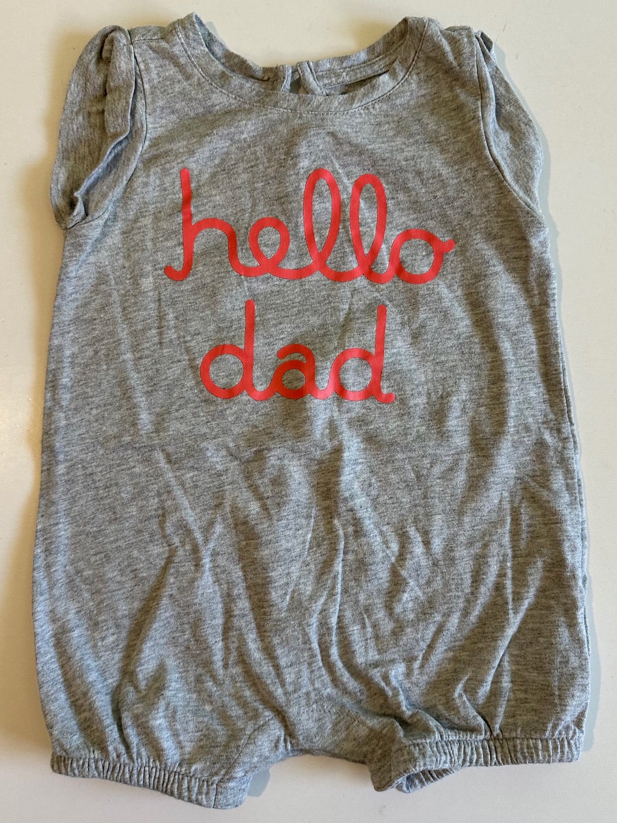 Baby Gap, Grey "Hello Dad" Romper - 6-12 Months