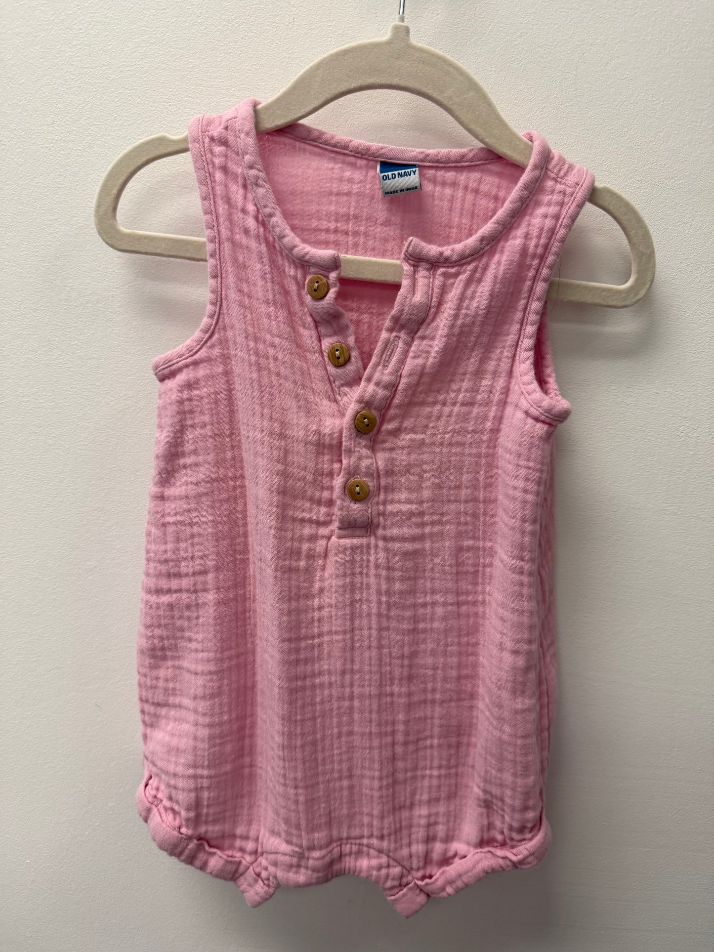 OLD NAVY PINK LINEN ROMPER SIZE 12-18M