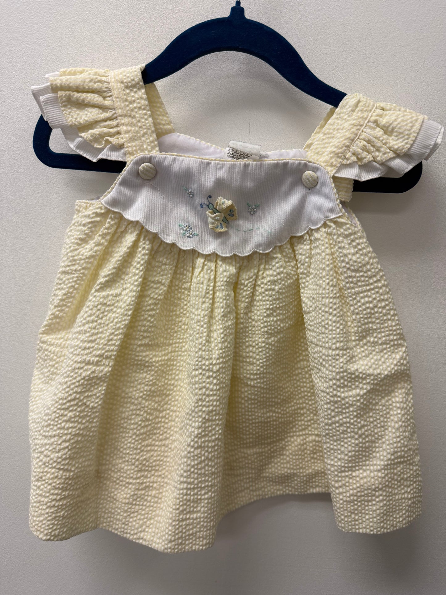VINTAGE YELLOW BUTTERFLY DRESS SIZE 3M