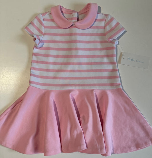 Ralph Lauren, Pink and White Dress - 12 Months