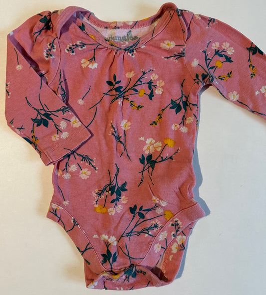 Bundles Baby Place, Pink Flowery Onesie - 3-6 Months