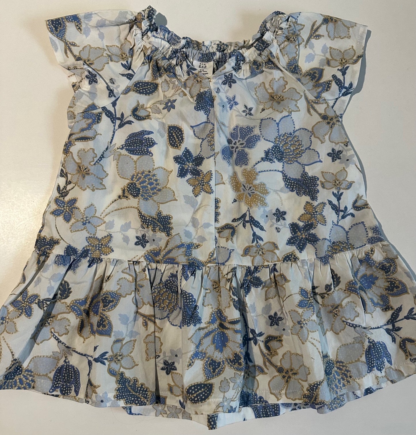 Baby Gap, Blue Flowery Dress - 18-24 Months