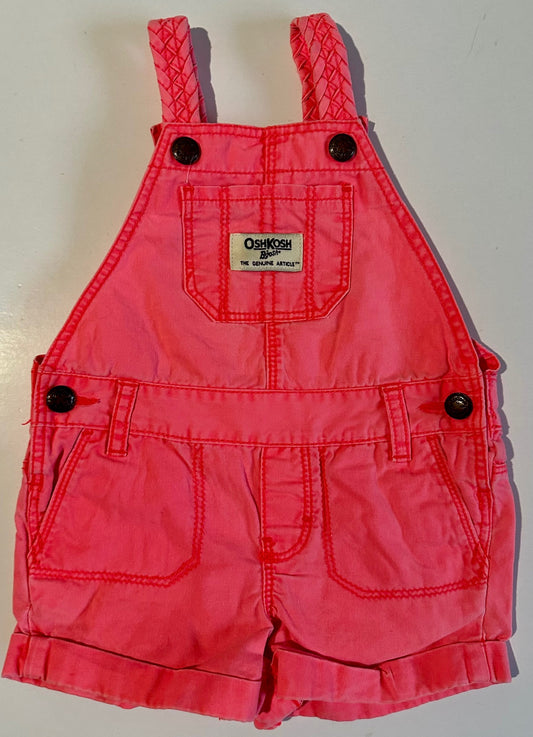 OshKosh, Bright Coral Shortalls - 6 Months