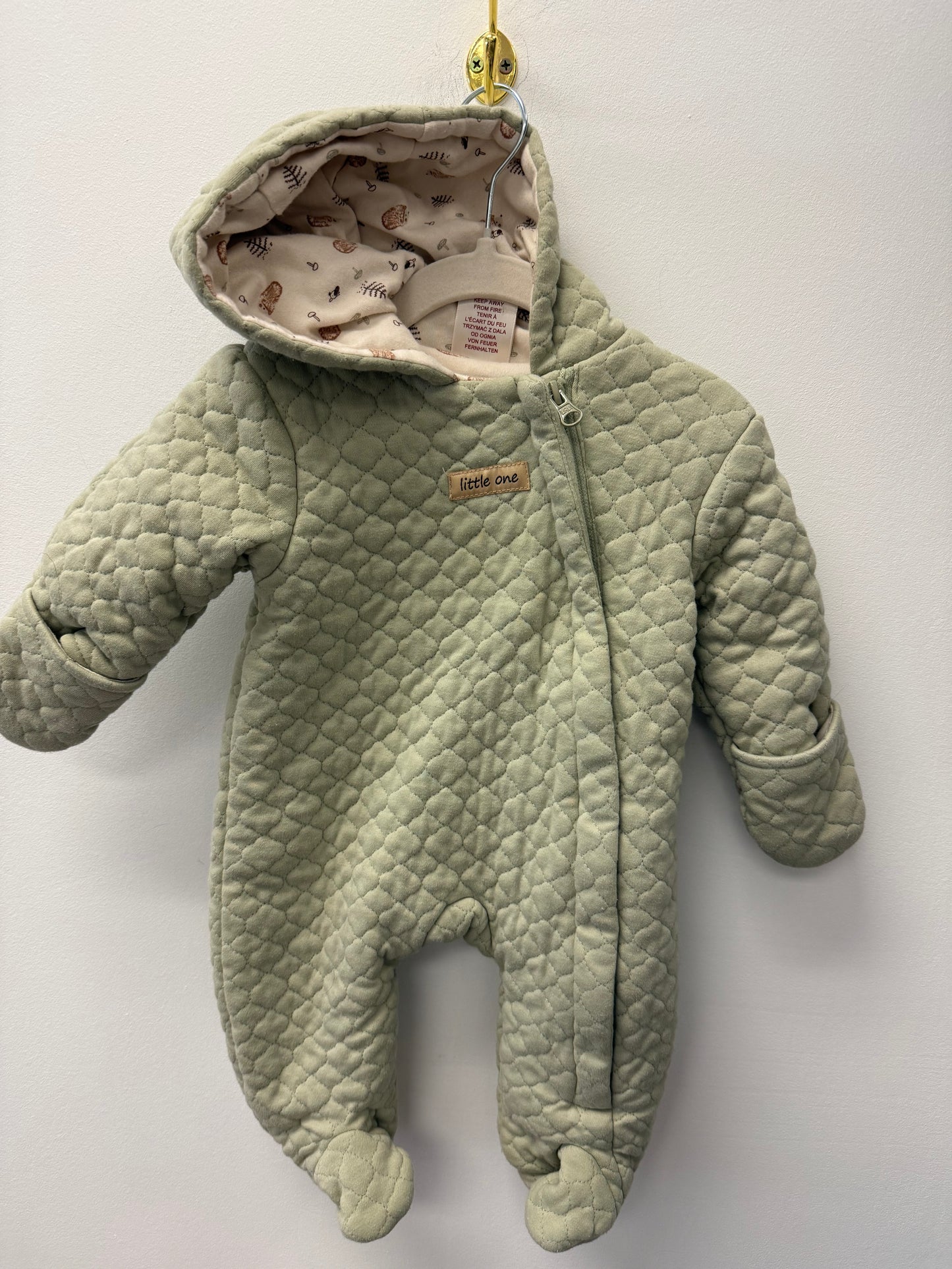 FIRST WISH GREEN BUNTING SUIT SIZE 3-6M