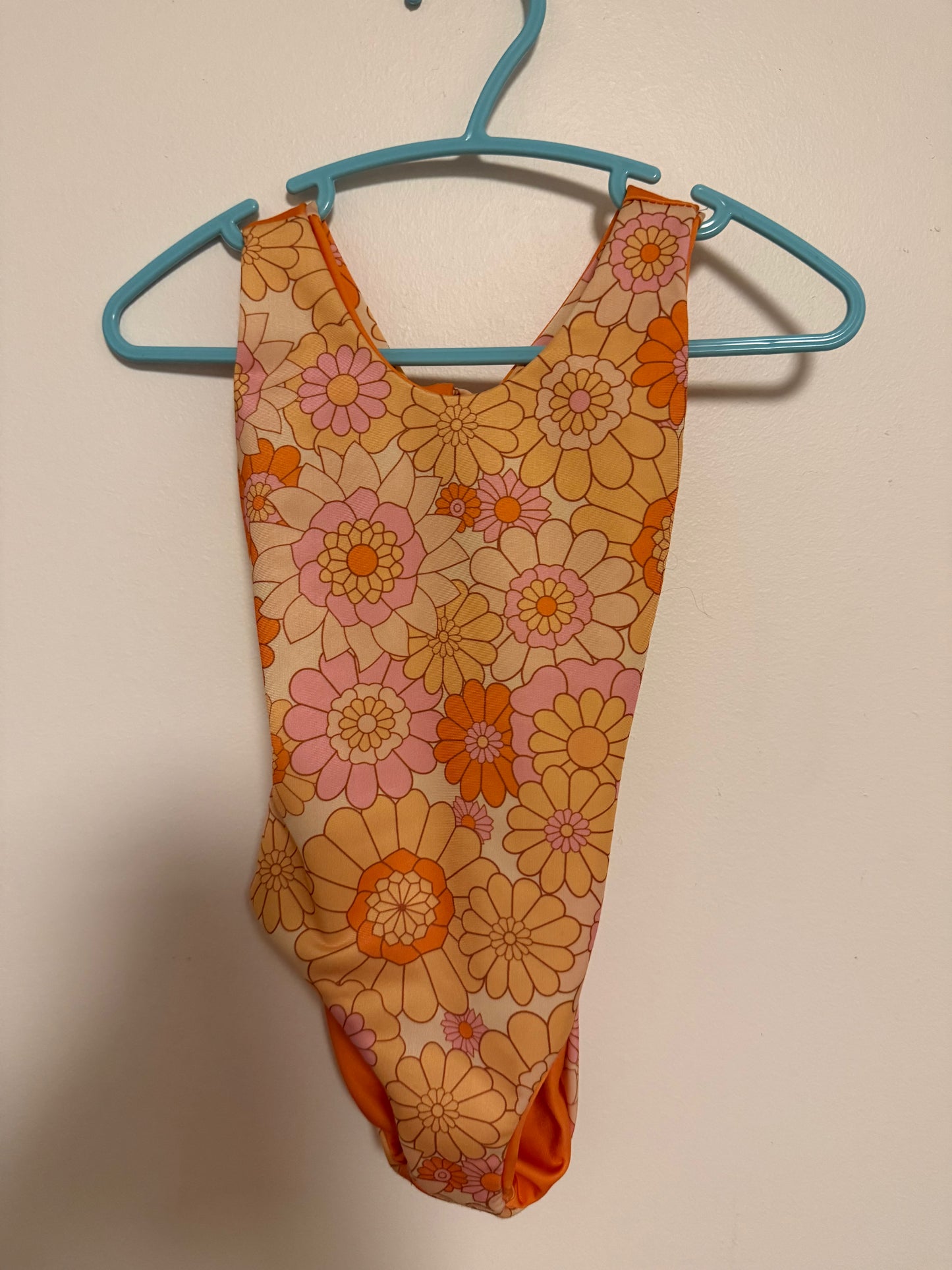 ORANGE FLORAL BATHING SUIT SIZE 12-18M