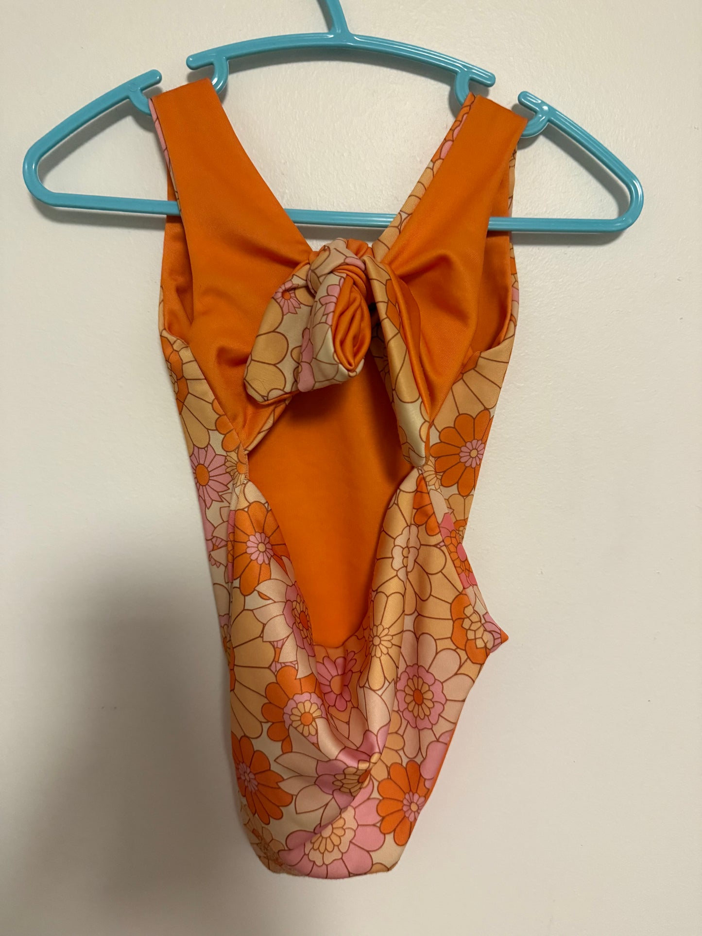 ORANGE FLORAL BATHING SUIT SIZE 12-18M