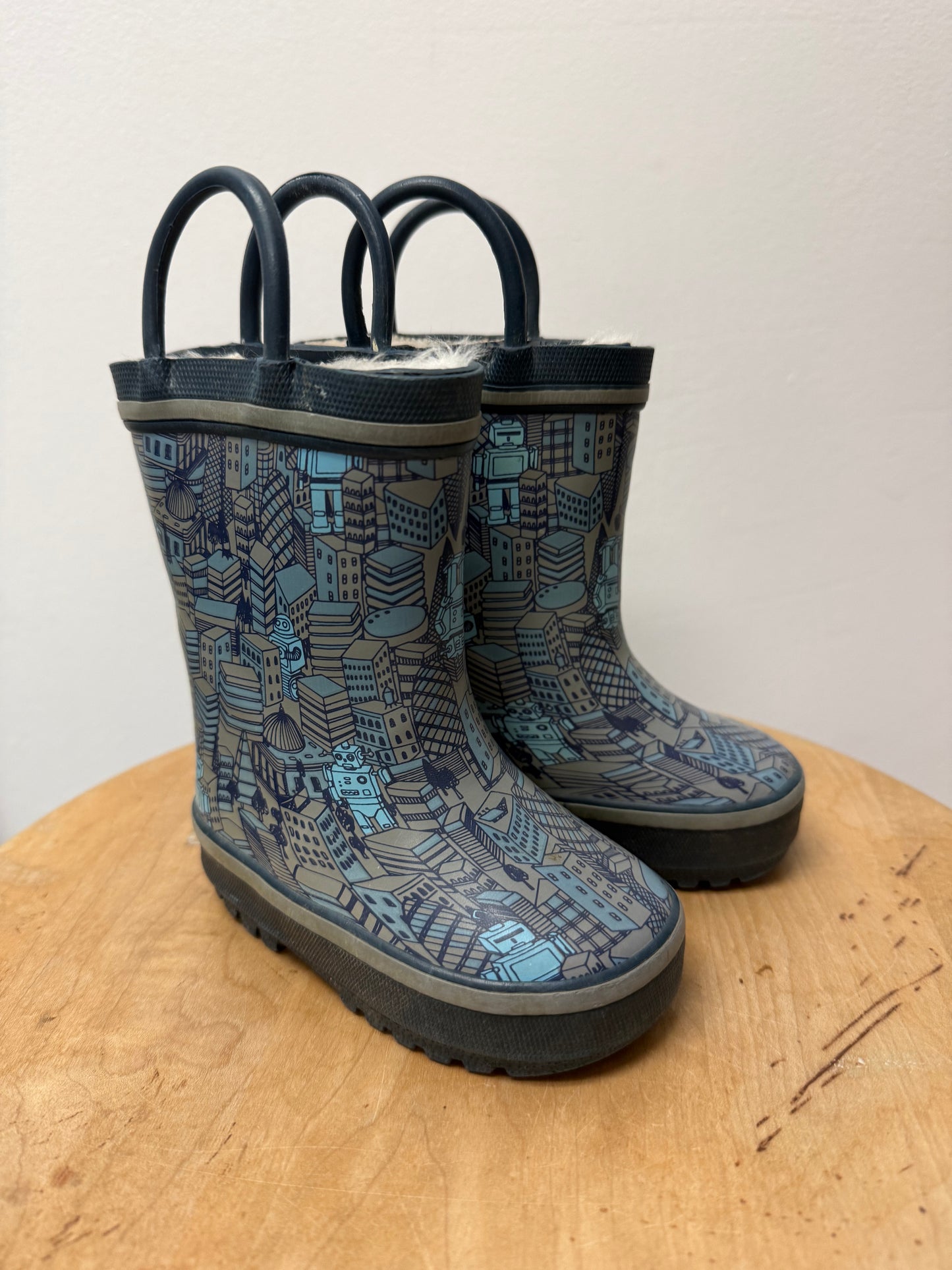 JOE FRESH LINED ROBOT RAIN BOOTS SIZE 4