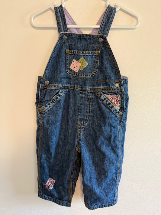 VINTAGE BABY GAP LINED PATCH WORK OVERALLS SIZE 12-18M