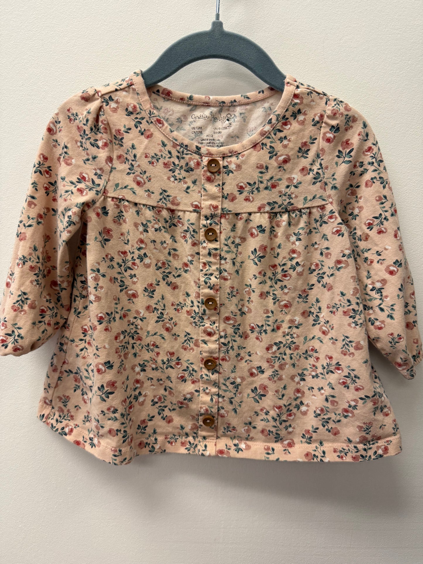 CYNTHIA ROWLEY FLORAL SHIRT SIZE 12M