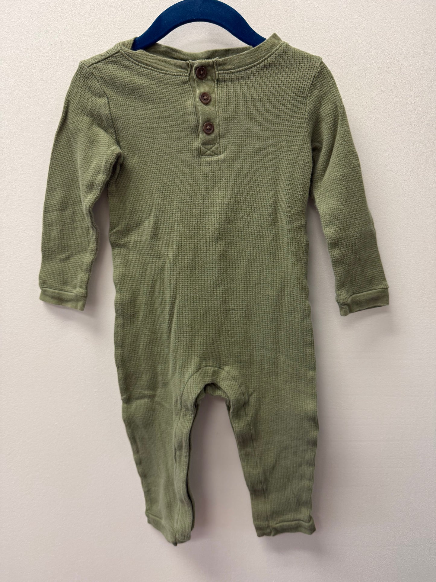 OLD NAVY GREEN WAFFLE KNIT ONE PIECE SIZE 18-24M