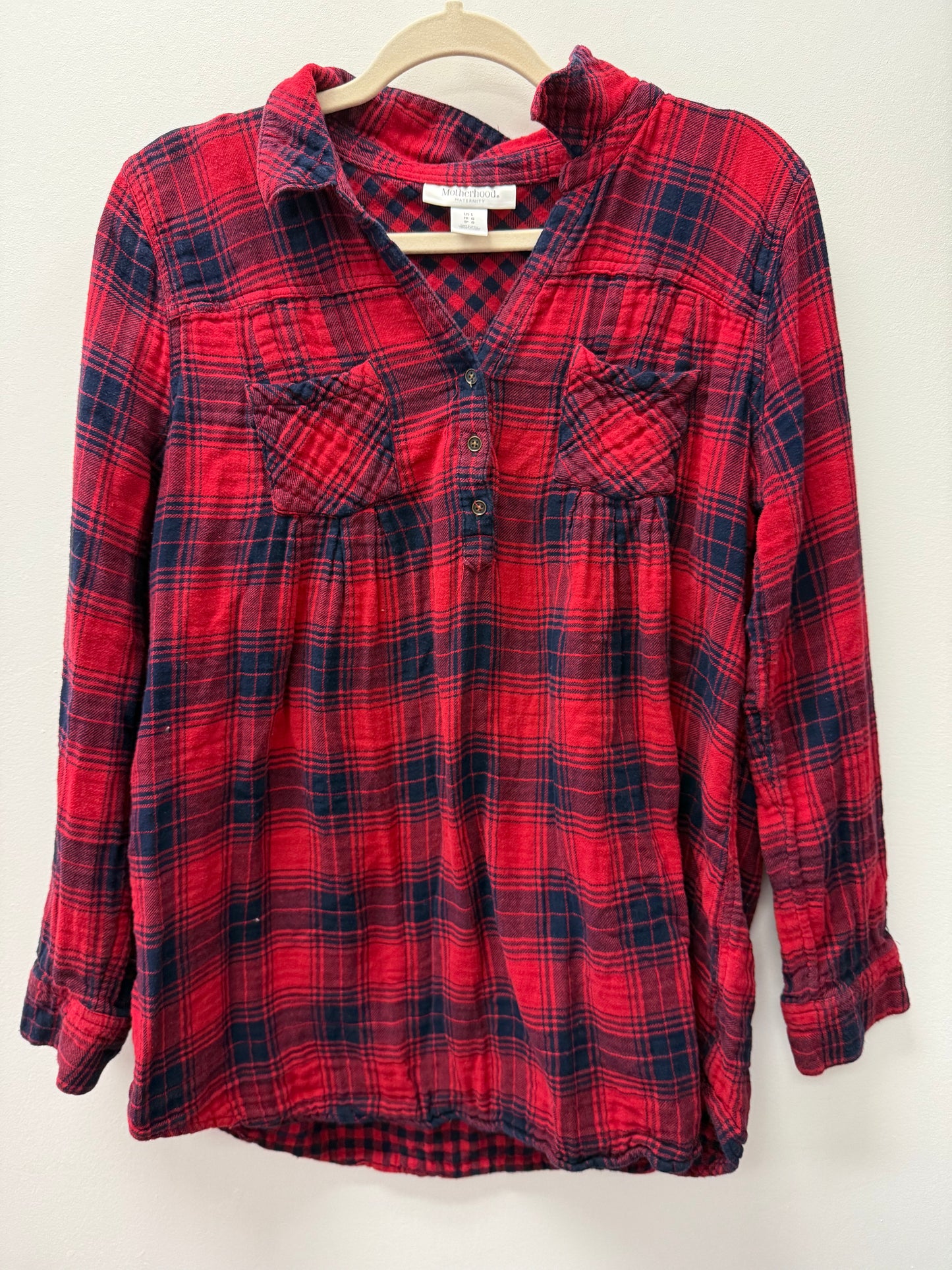 MOTHERHOOD MATERNITY PLAID SIZE LARGE