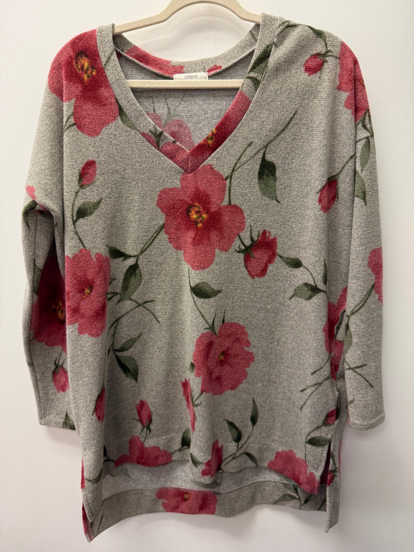 CHERISH FLORAL MATERNITY TOP WITH POCKETS SIZE LARGE