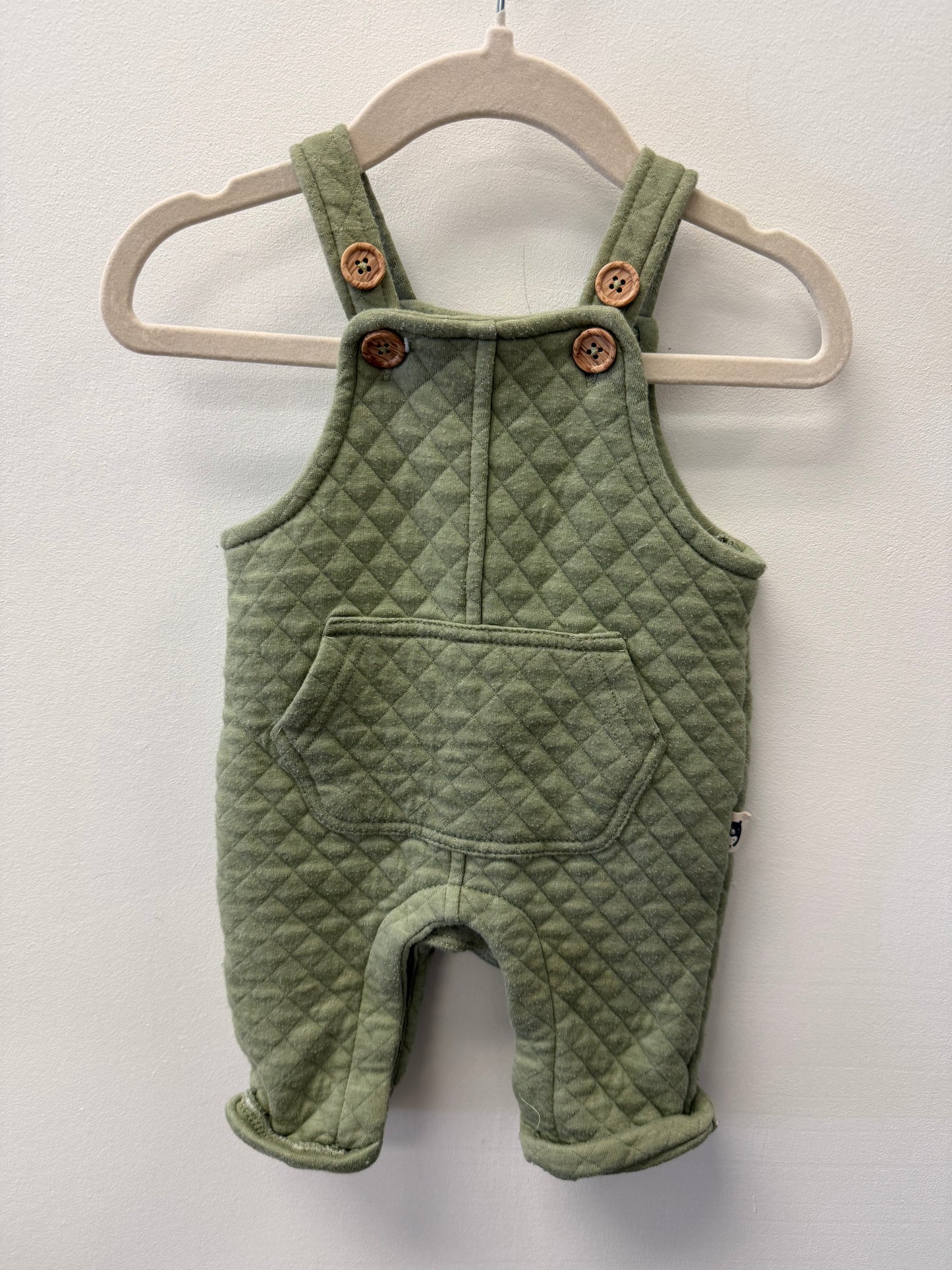 RABBIT + BEAR GREEN OVERALLS SIZE 3-6M