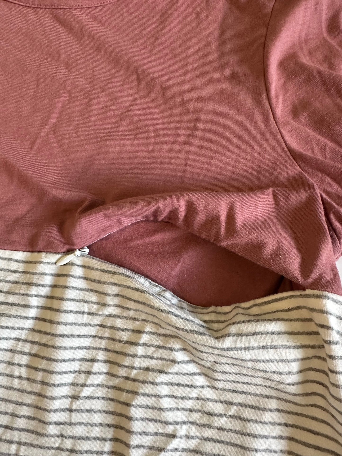 Shein, Dusty Rose, Striped, and Grey Nursing Shirt - Size Medium
