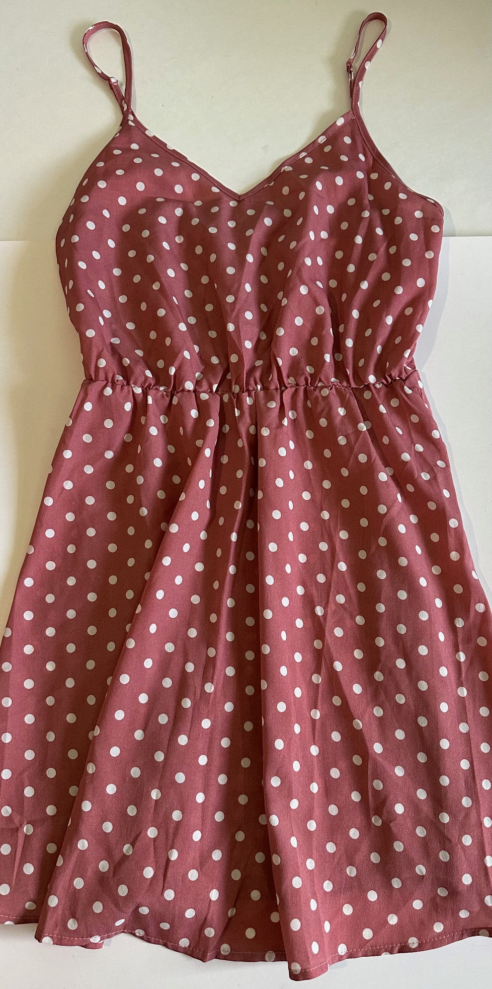 *Adult* Unknown Brand, Dusty Pink Polka-Dot Summer Dress - Size Small