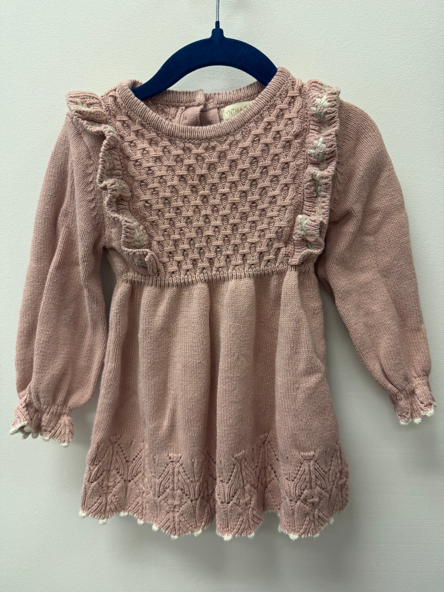 CYNTHIA ROWLEY PINK KNITTED DRESS SIZE 18M