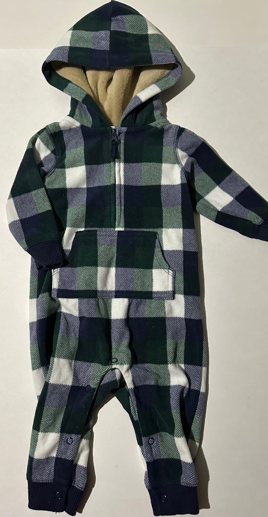 Carter's, Fleece Dark Green, Blue, and White Hooded Outfit - 6 Months