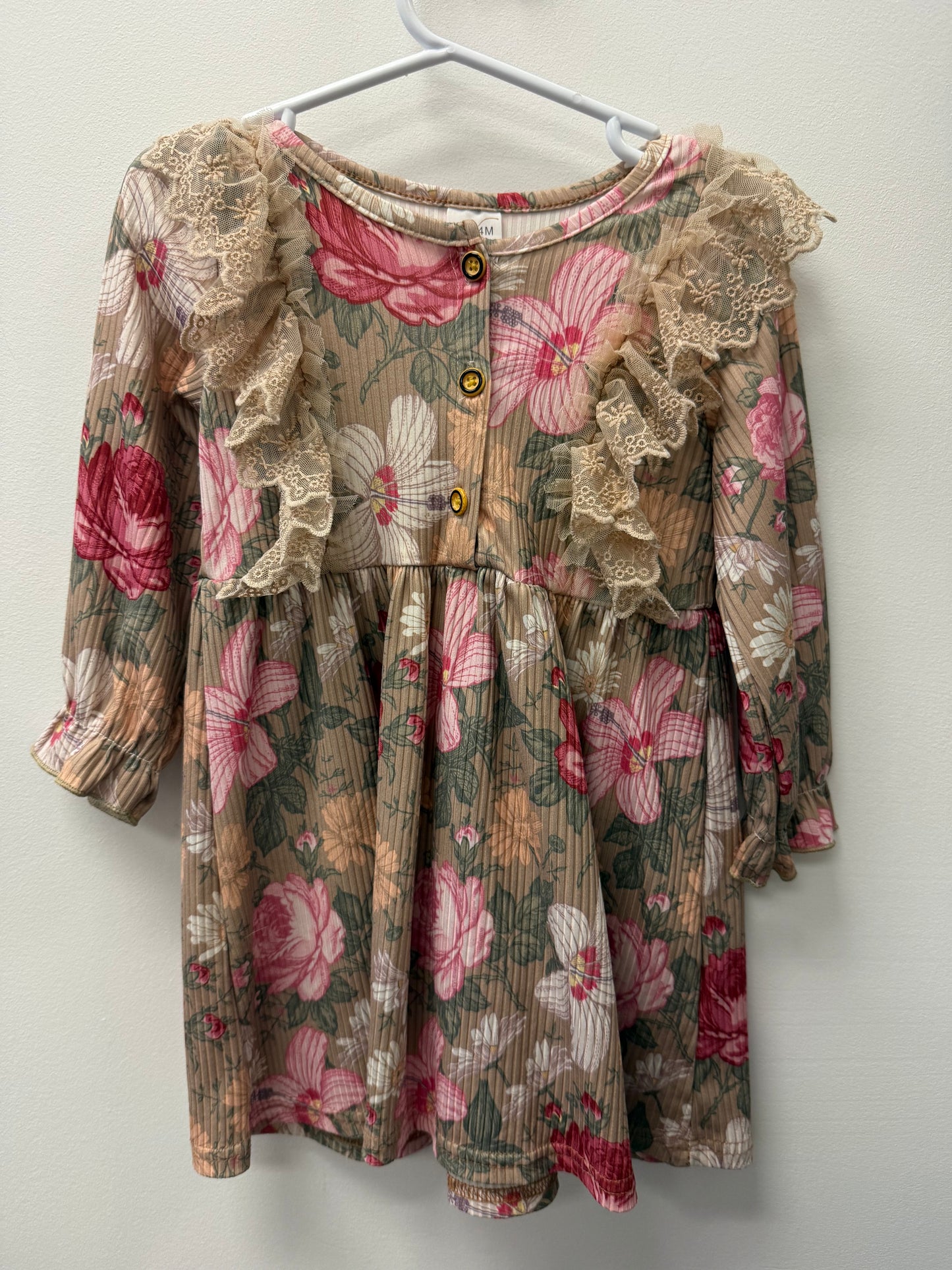 FLORAL LONG SLEEVE DRESS SIZE 18-24M