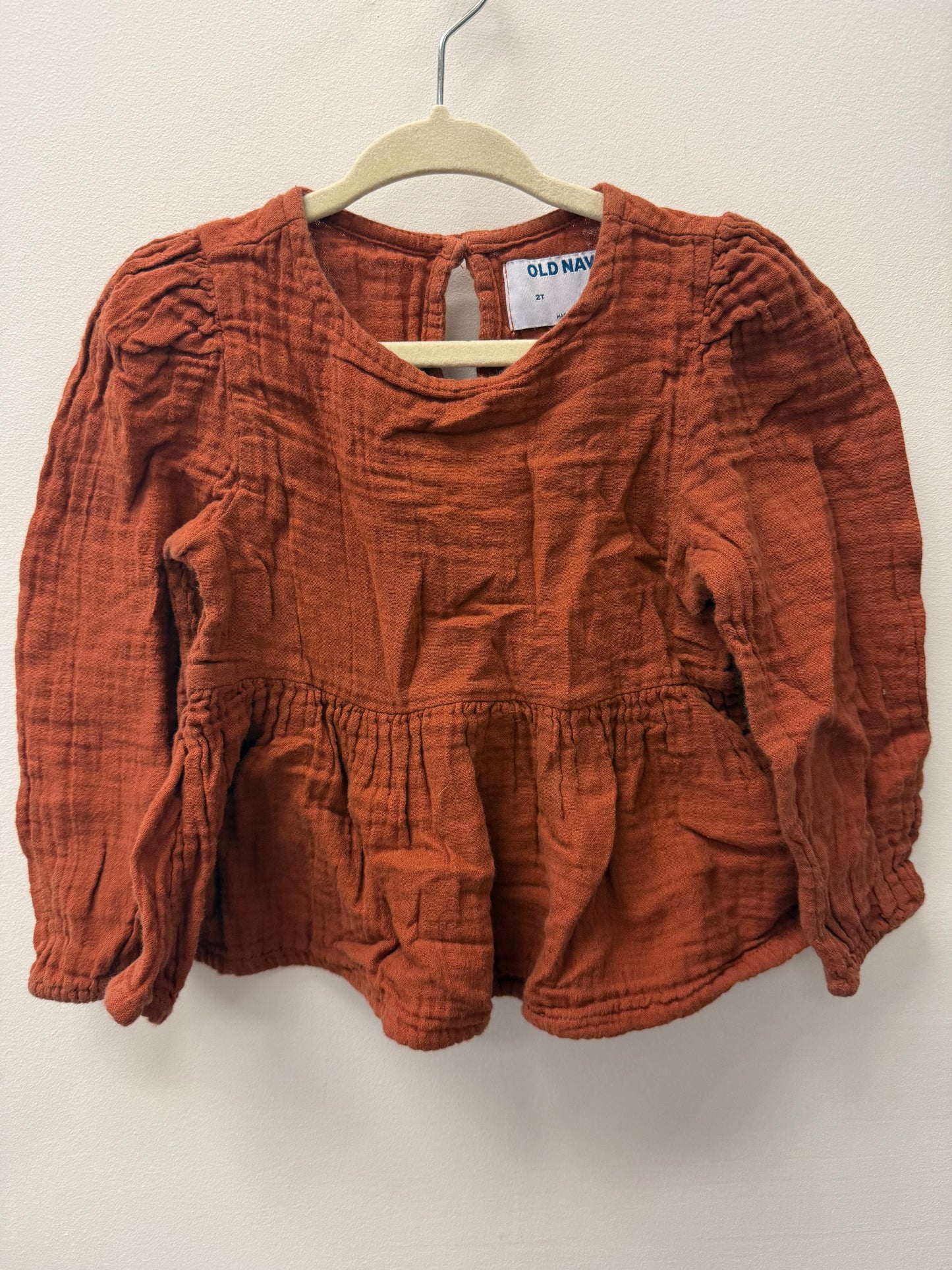 OLD NAVY BURNT ORANGE LINEN SHIRT SIZE 2T
