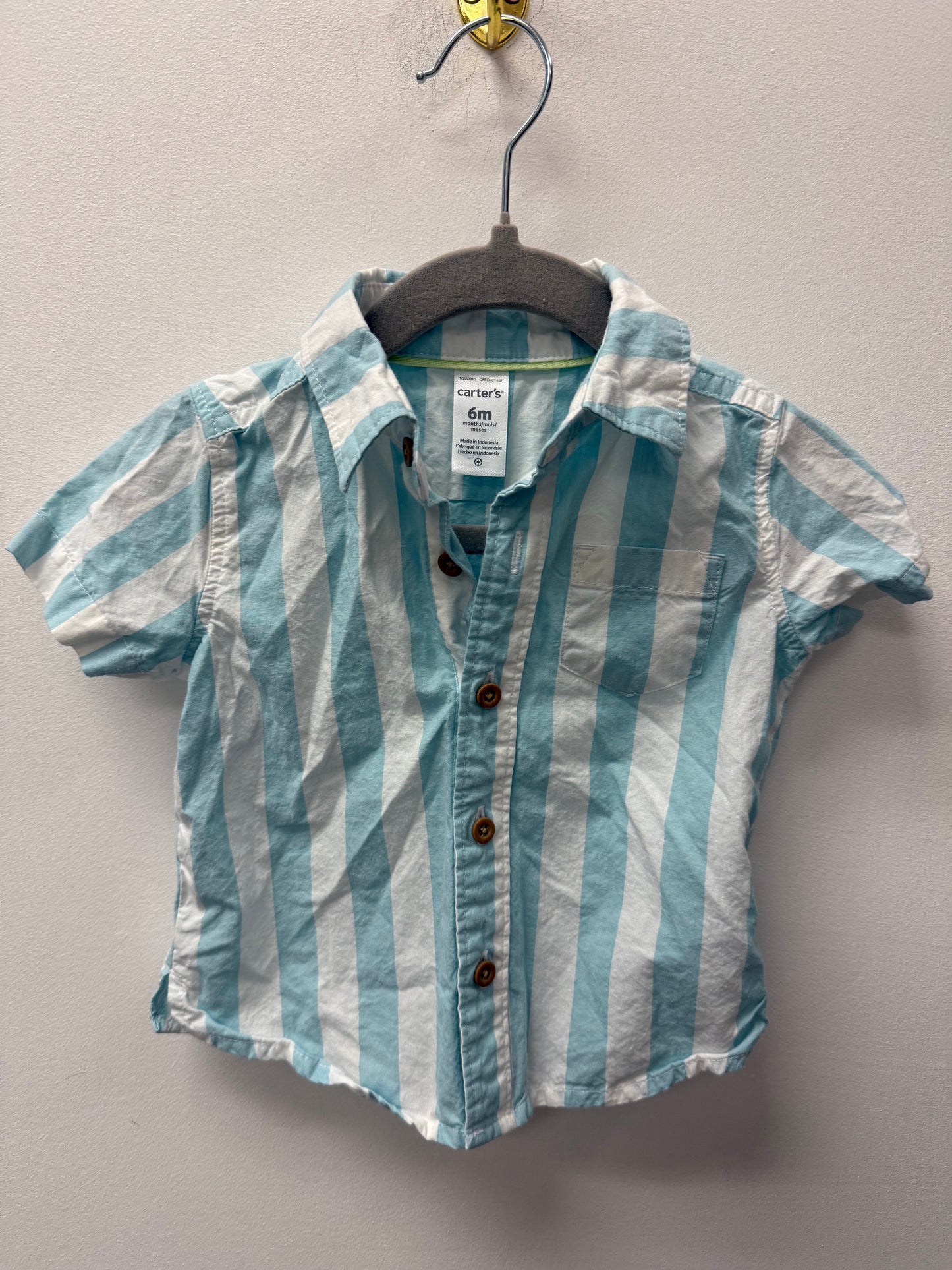 CARTERS BLUE STRIPPED BUTTON UP SIZE 6M