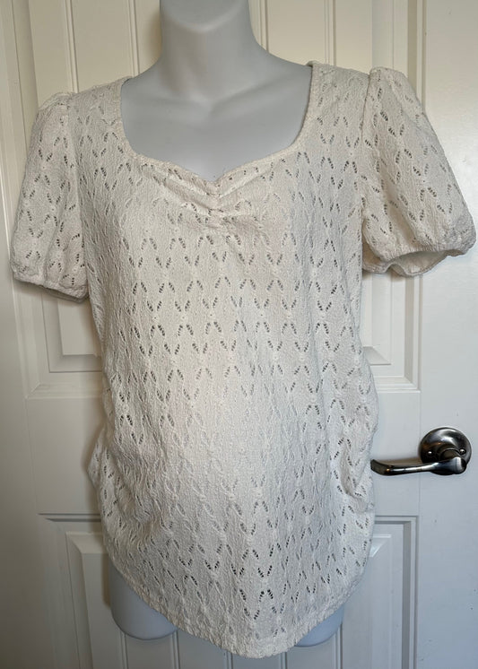 Shein, White Lace Maternity Top - Size Large