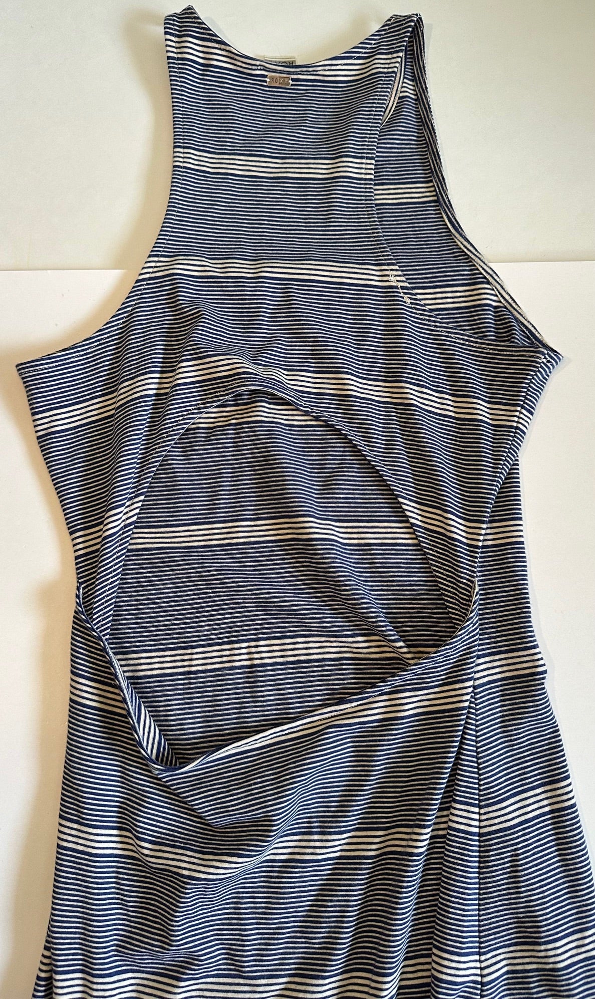 *Adult* Roxy, Blue Striped Long Dress with Cut-Out Back - Size Large