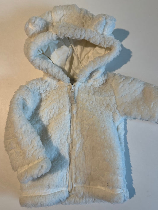 George, Cozy White Zip-Up Hoodie - 0-3 Months